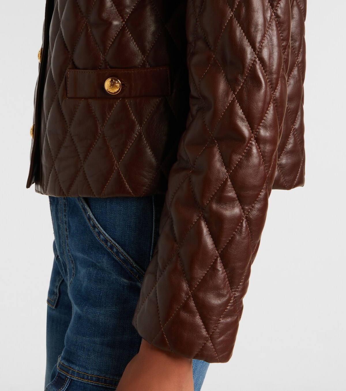 Nili Lotan Amy cropped quilted leather jacket