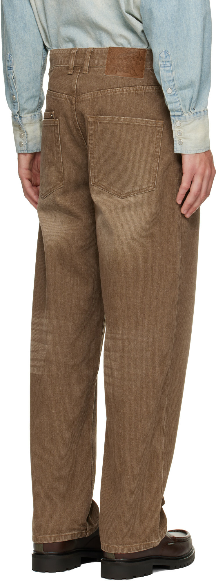COOR Brown Brushed Rib Texture Jeans