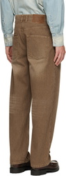 COOR Brown Brushed Rib Texture Jeans