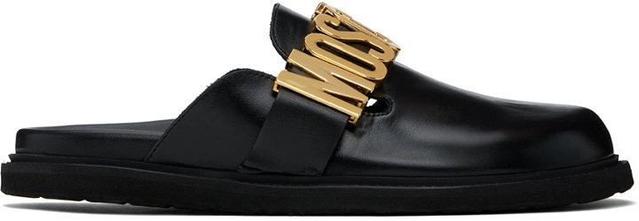 Photo: Moschino Black Lettering Sandals