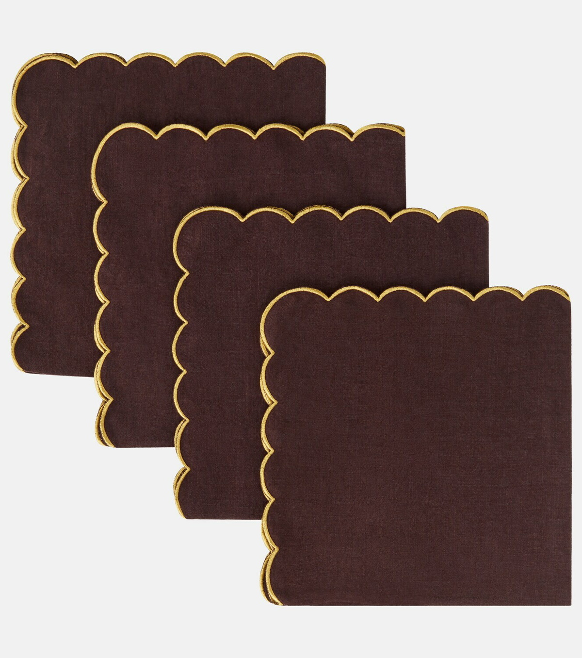 Once Milano Set of 4 scalloped linen napkins