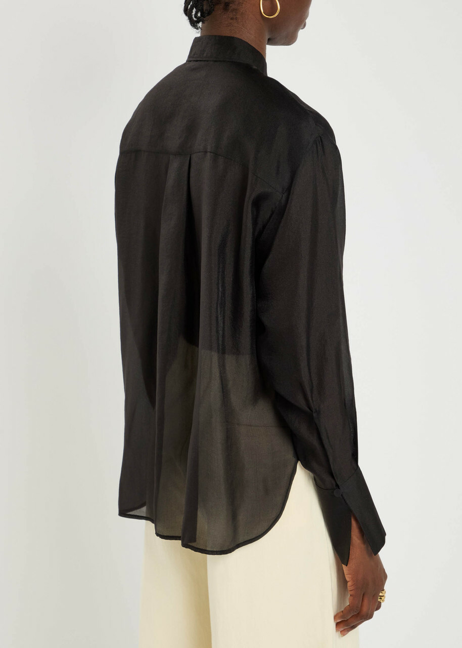 Forte_forte Semi-sheer Organza Shirt Black