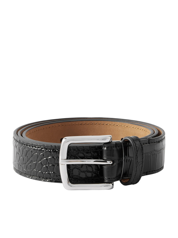Photo: George Cleverley - 3cm Croc-Effect Leather Belt - Black