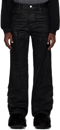 We11done Black Distressed Thread Jeans