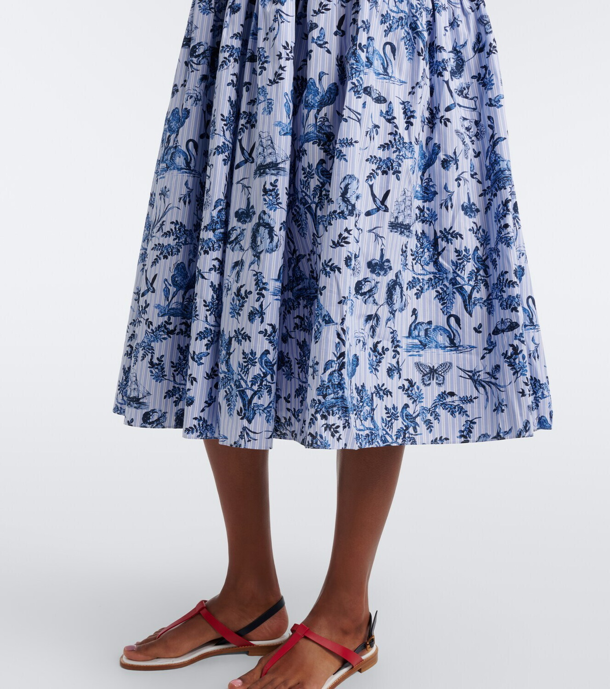 Erdem Striped printed cotton poplin midi dress