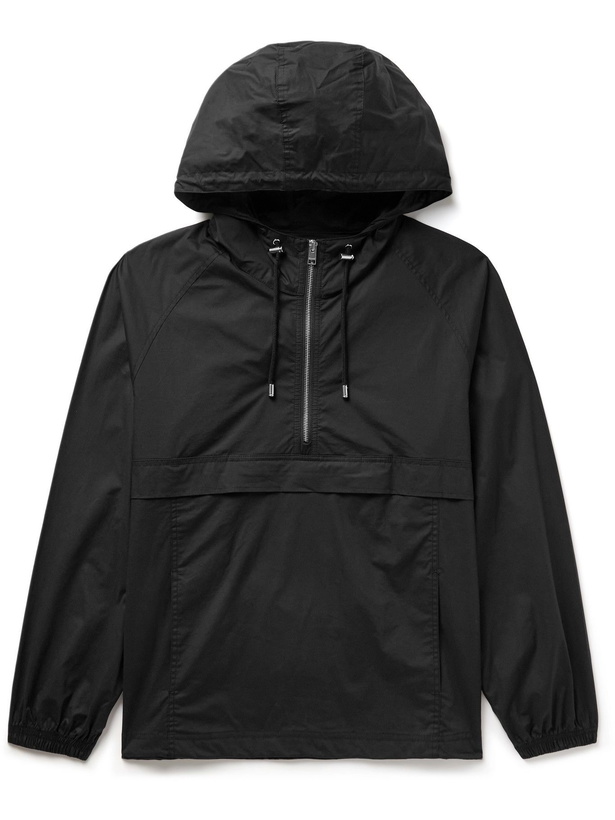 Photo: FRAME - Cotton-Blend Hooded Half-Zip Anorak - Black