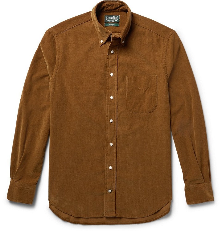 Photo: Gitman Vintage - Slim-Fit Button-Down Collar Cotton-Corduroy Shirt - Men - Brown