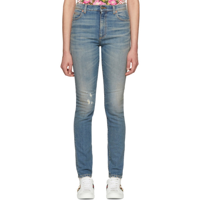 Photo: Gucci Blue Embroidered Cat Jeans