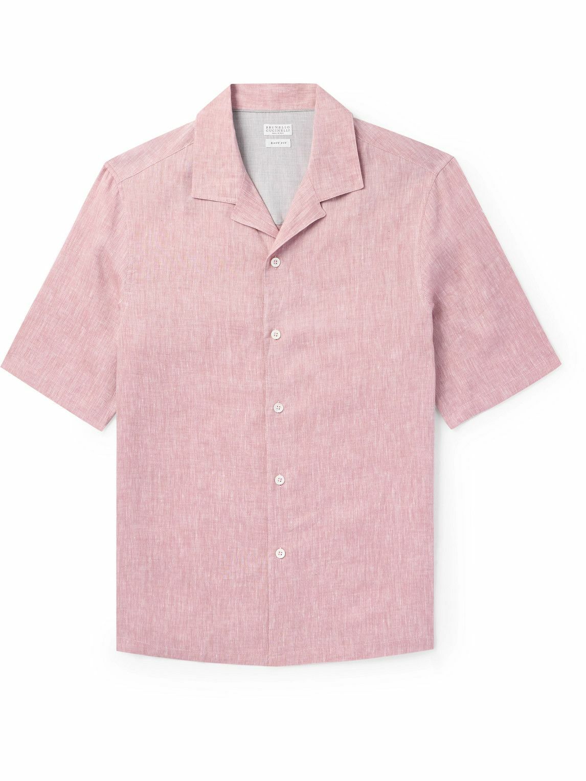 Brunello Cucinelli - Camp-Collar Linen Shirt - Pink