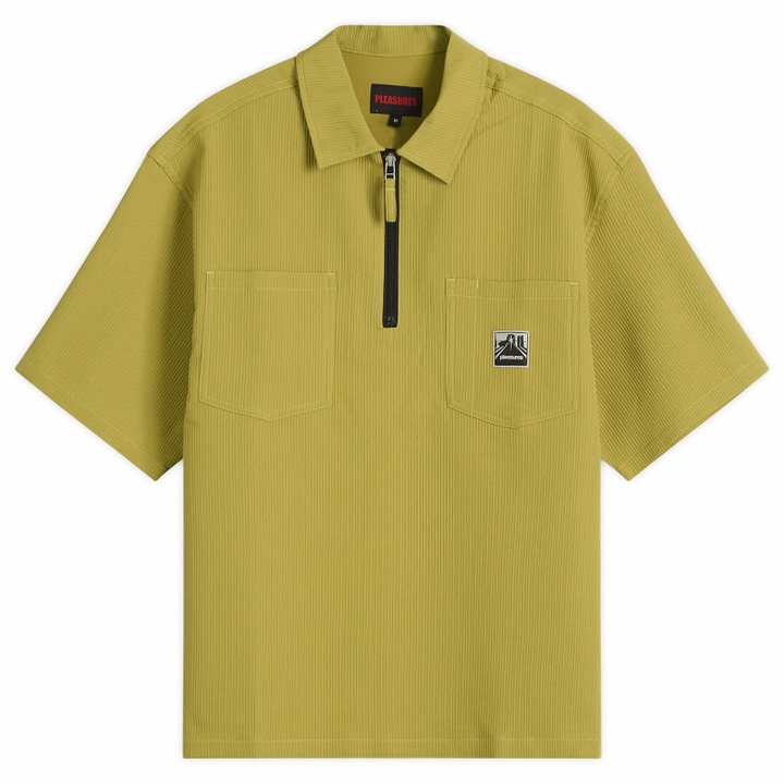 Photo: Pleasures Men's Electron Half Zip Shirt in Olive