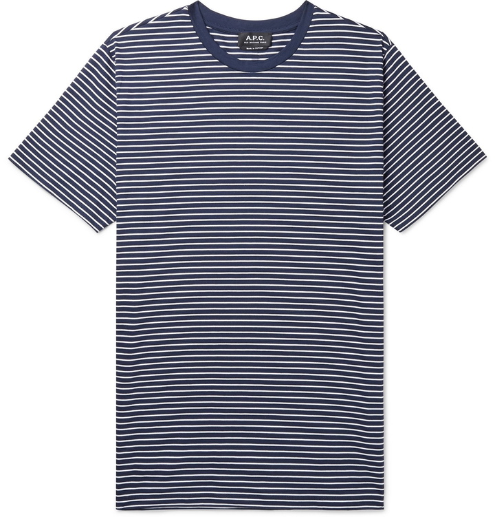 Photo: A.P.C. - Striped Cotton-Jersey T-Shirt - Blue