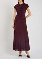 Tove Avita Ruched Stretch-jersey Midi Dress Dark Red
