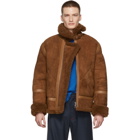 Acne Studios Brown Shearling Ian Aviator Jacket