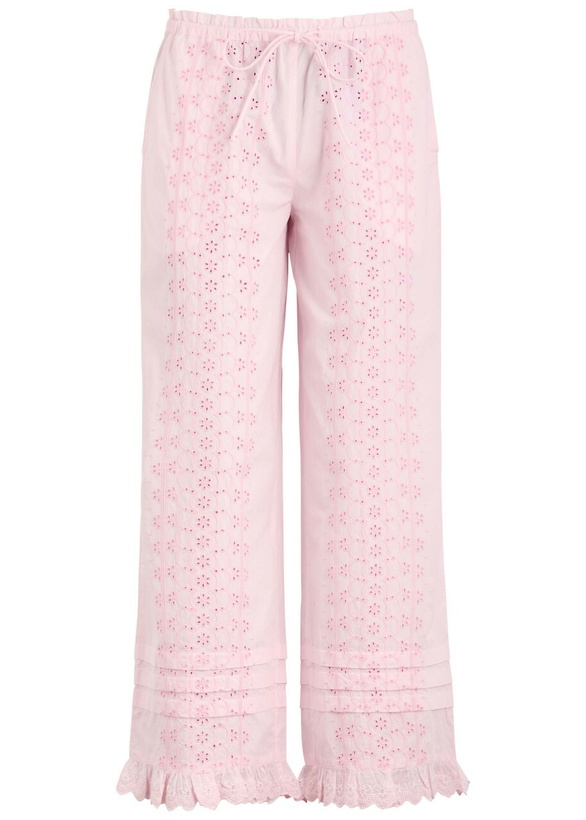 Photo: Damson Madder Lucinda Broderie-anglaise Cotton Trousers Light Pink