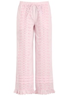 Damson Madder Lucinda Broderie-anglaise Cotton Trousers Light Pink