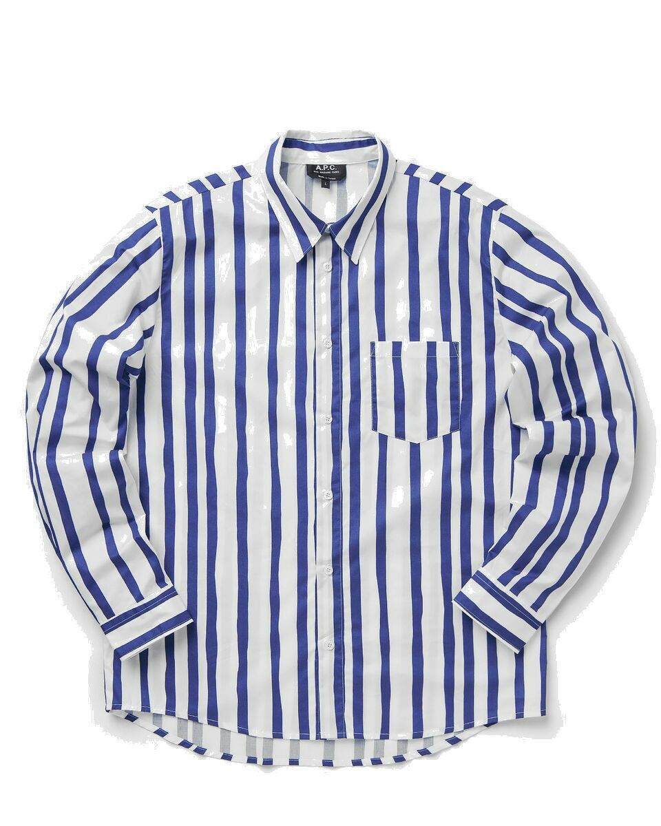 Photo: A.P.C. Chemise Mathieu Blue|White - Mens - Longsleeves