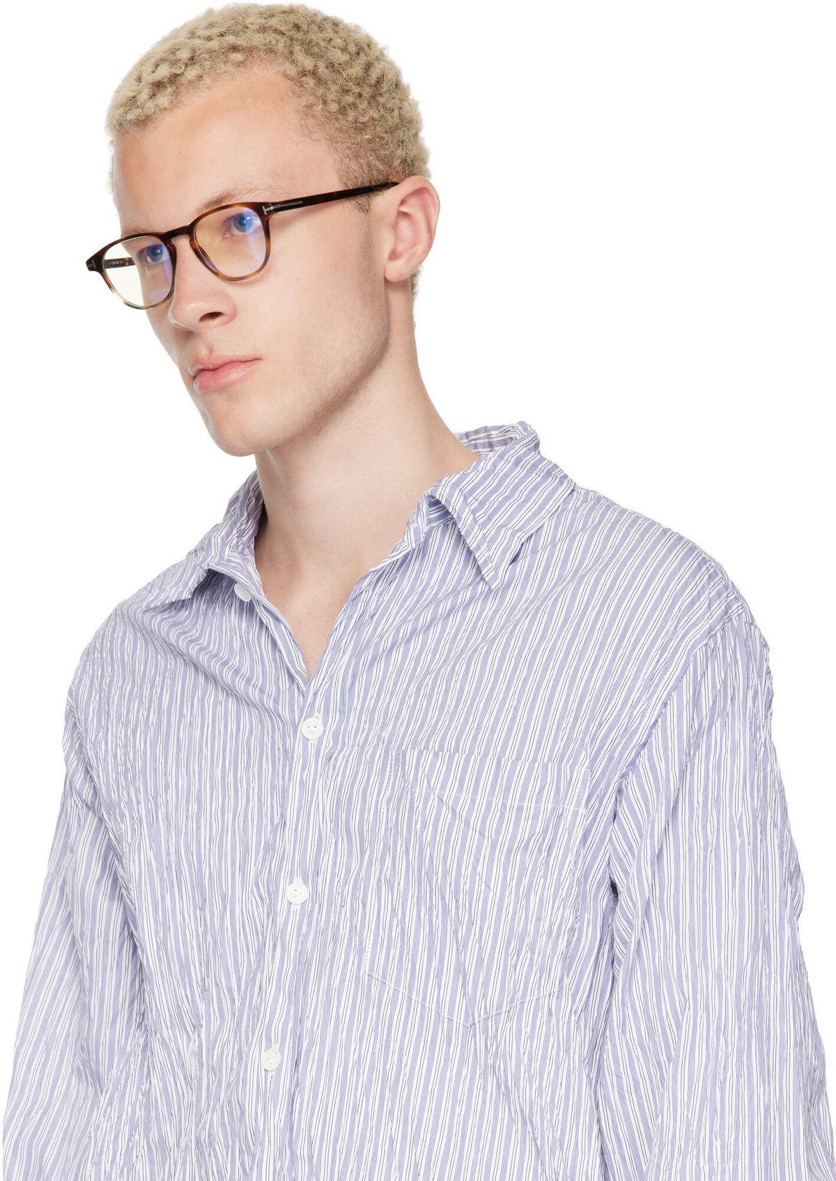 TOM FORD Brown Round Blue Light Glasses
