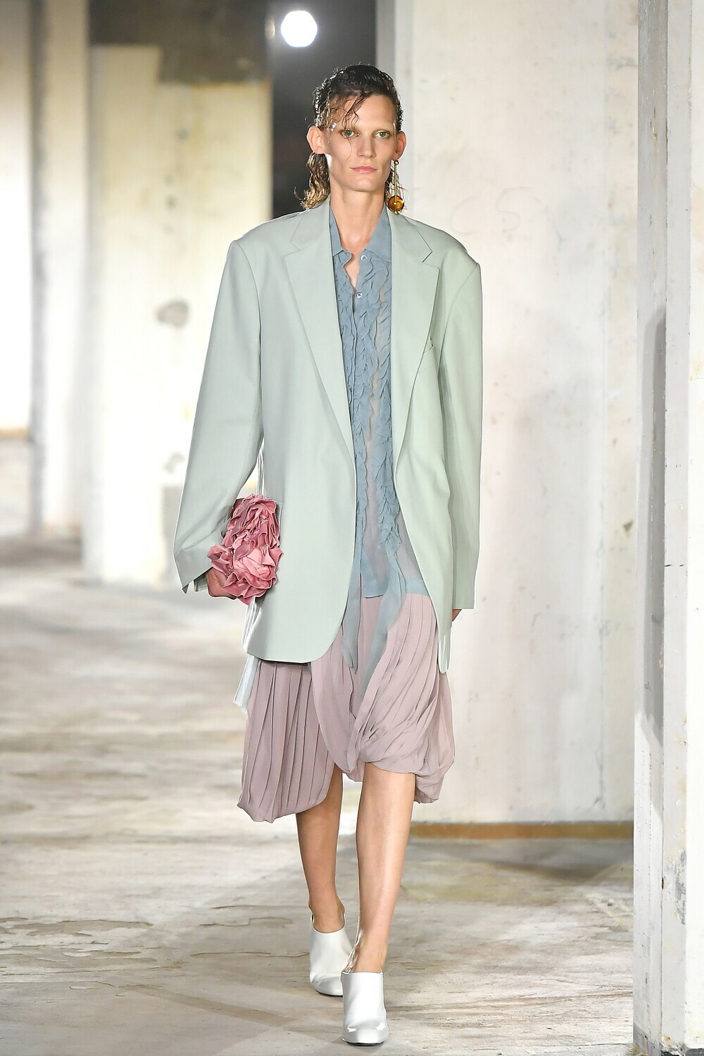 DRIES VAN NOTEN ノーカラージャケット シルバー系 Dries Van Noten - Oversized blazer Dries Van Noten