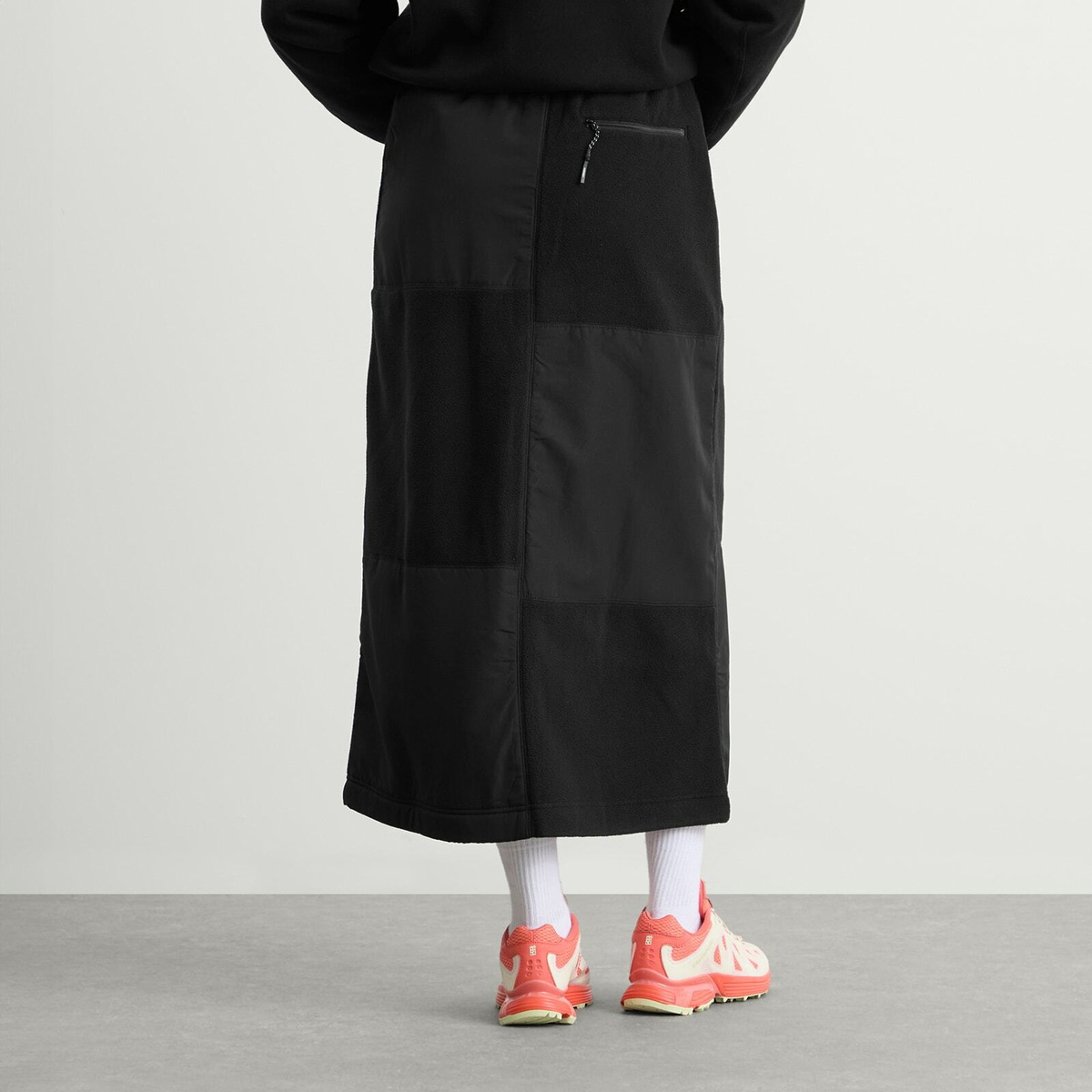 Gramicci Women's Patchwork Fleece Midi Skirt in Black