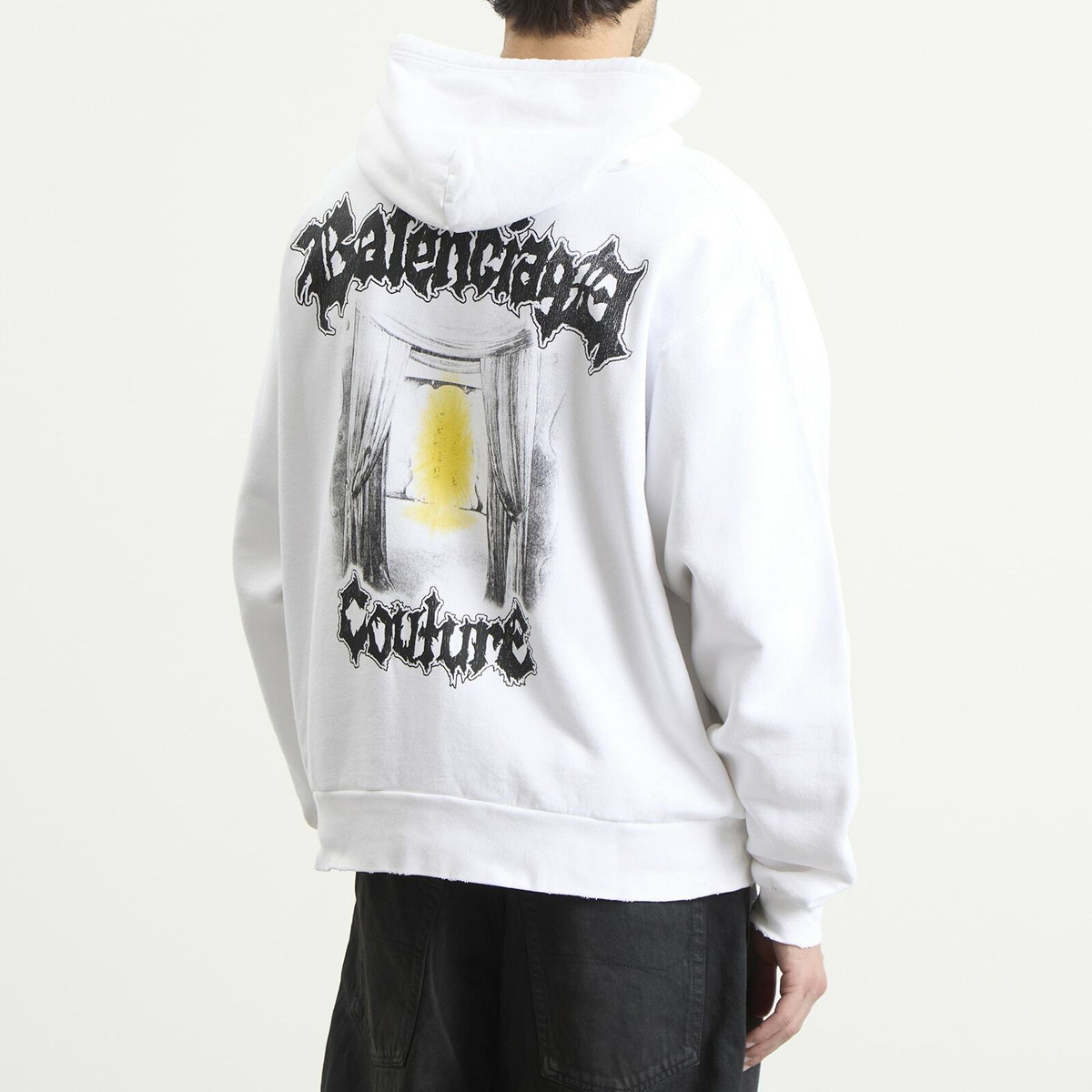 Balenciaga Men's Metal Merch Oversized Zip-Up Hoodie in White
