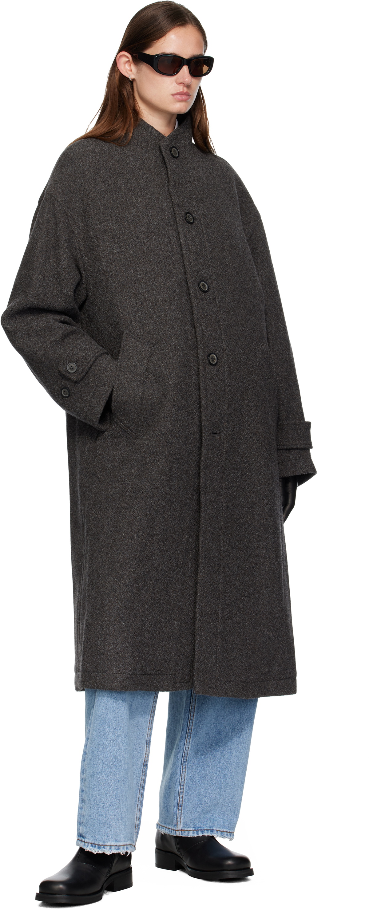 COOR Gray Cashmere High-Neck Coat