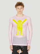 Net Long Sleeve Top in Pink