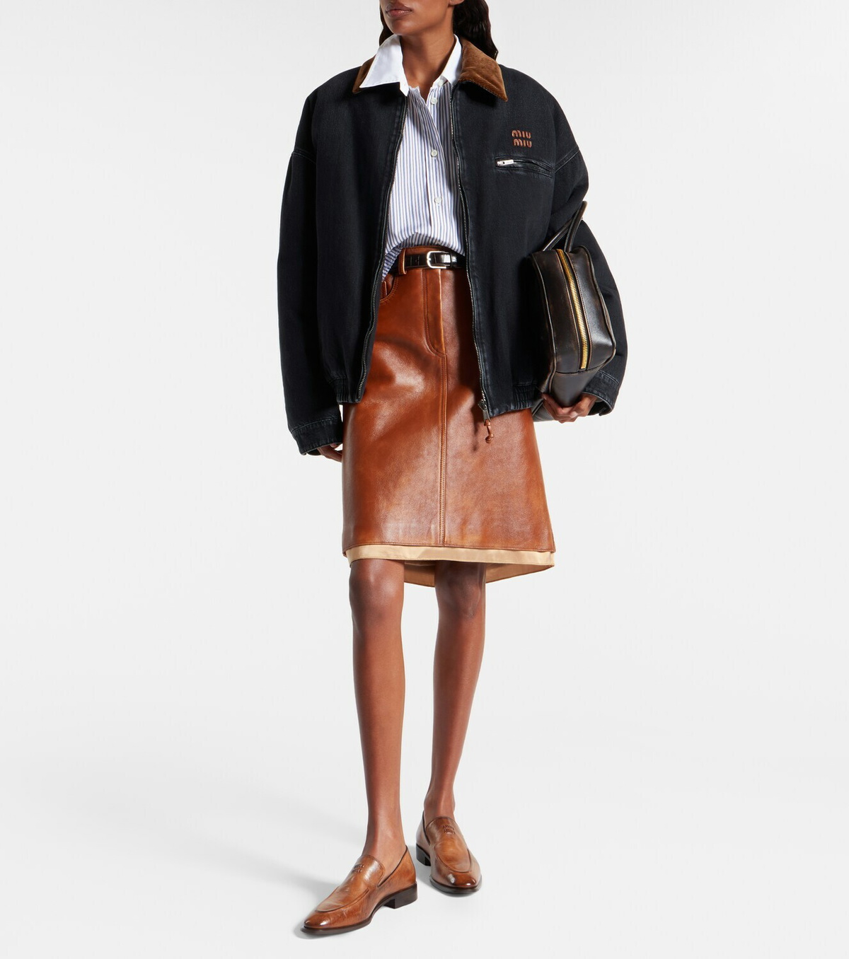 Miu Miu Shearling-trimmed denim jacket