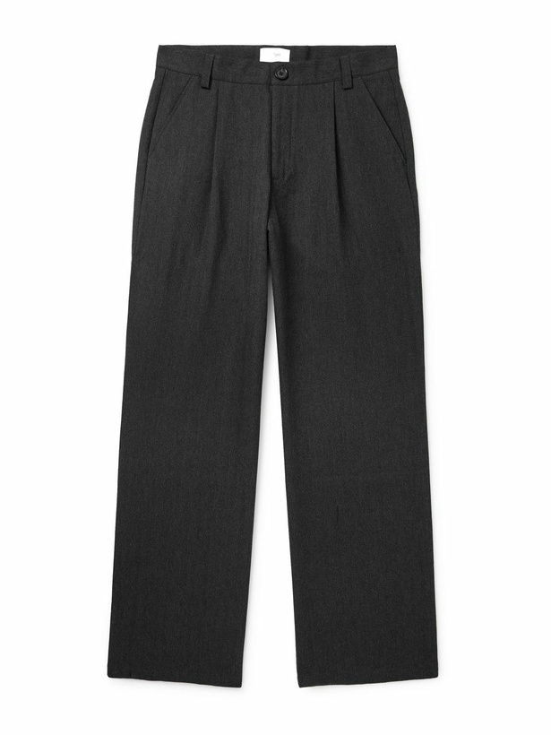 Photo: Oliver Spencer - Orsman Wide-Leg Herringbone Cotton and Wool-Blend Trousers - Gray