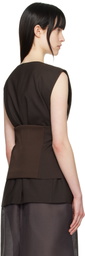 AMOMENTO Brown Oversized Button Up Vest