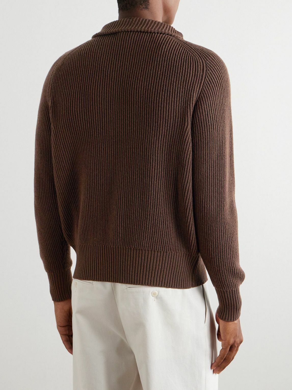 Stòffa - Slim-Fit Ribbed Cashmere Cardigan - Brown