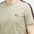 Fred Perry Men's Contrast Tape Ringer T-Shirt in Warm Grey/Brick