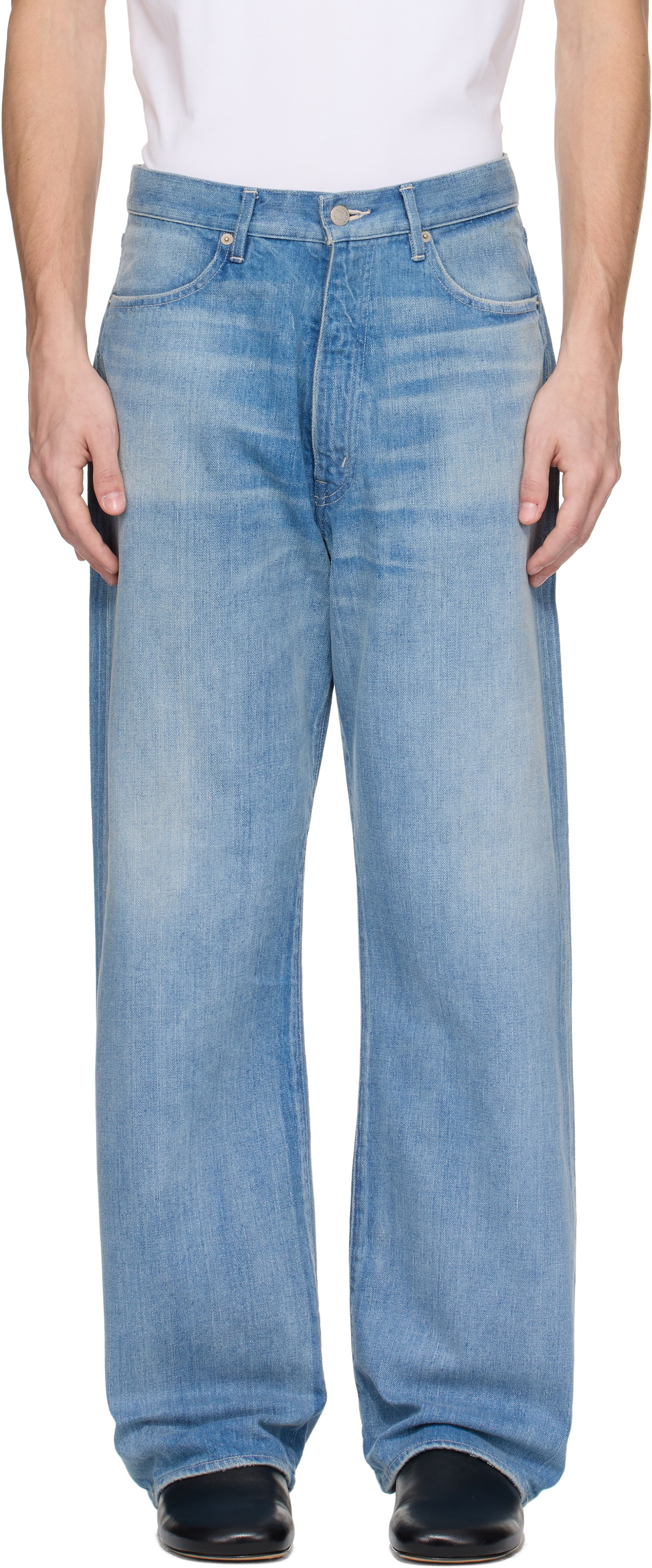 AURALEE Blue Selvedge Faded Light Jeans Auralee AURALEE SELVEDGE 