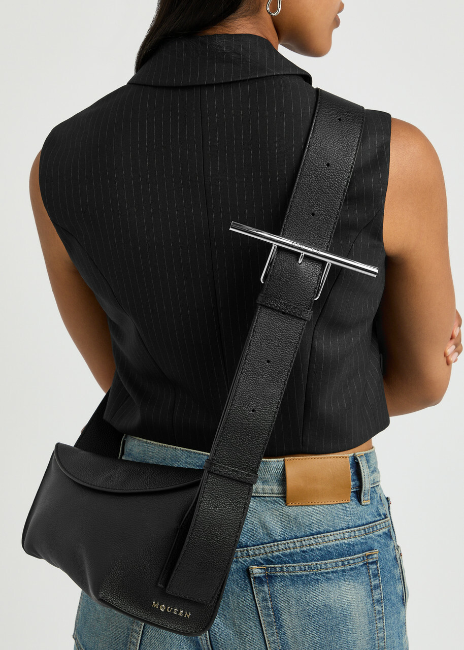 Alexander Mcqueen T-bar Grained-leather Sling Cross-body bag