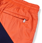 Brunello Cucinelli - Colour-Block Nylon and Mélange Cotton-Blend Jersey Drawstring Shorts - Orange