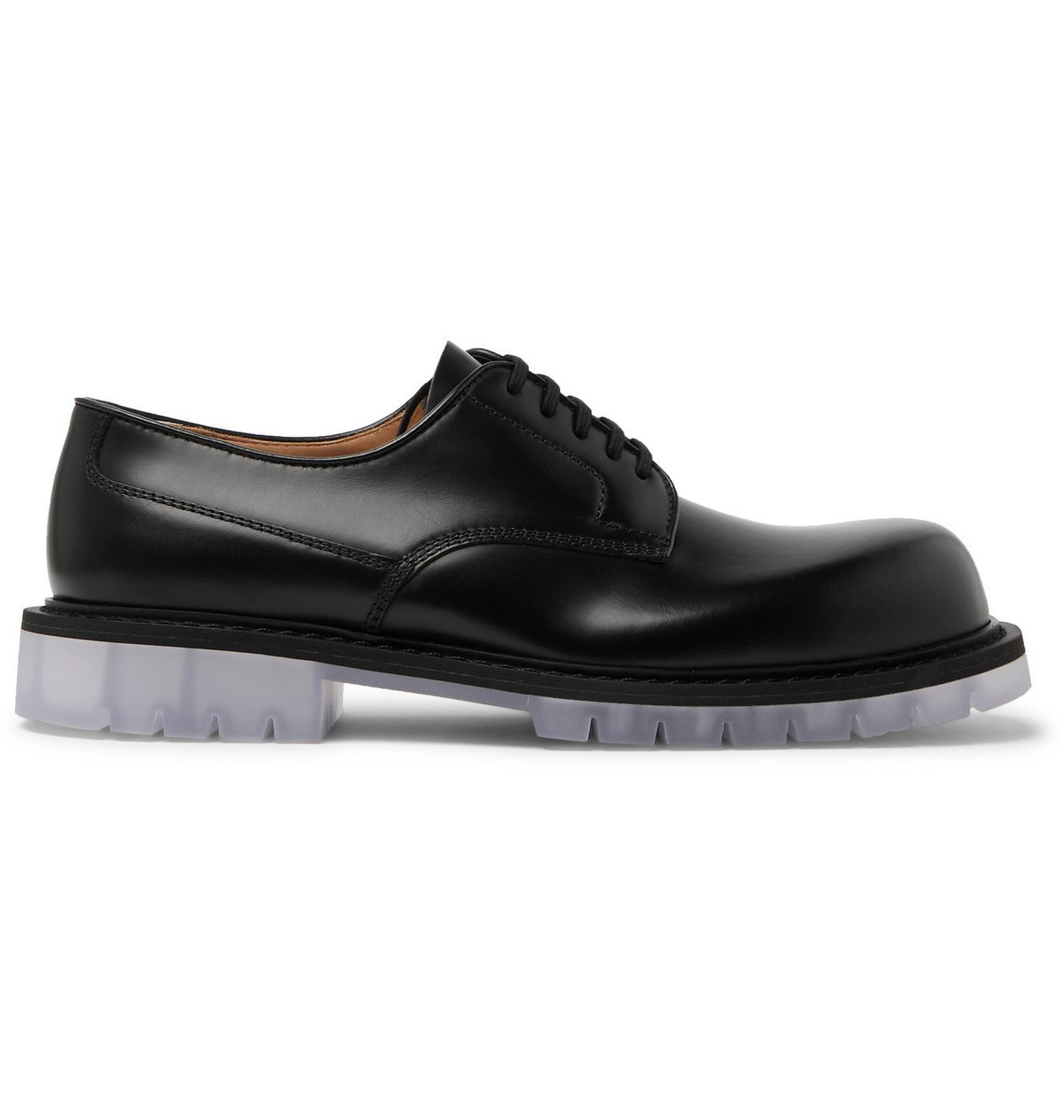 Bottega Veneta - Clear Sole Polished-Leather Derby Shoes - Black ...