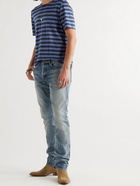 SAINT LAURENT - Striped Linen-Jersey T-Shirt - Blue