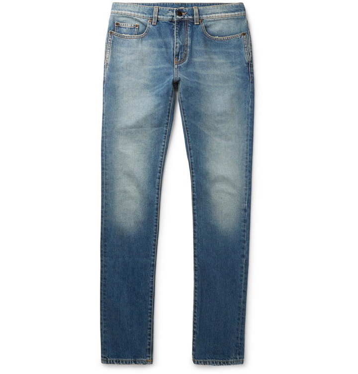 Photo: Saint Laurent - Skinny-Fit 15cm Hem Distressed Denim Jeans - Men - Indigo
