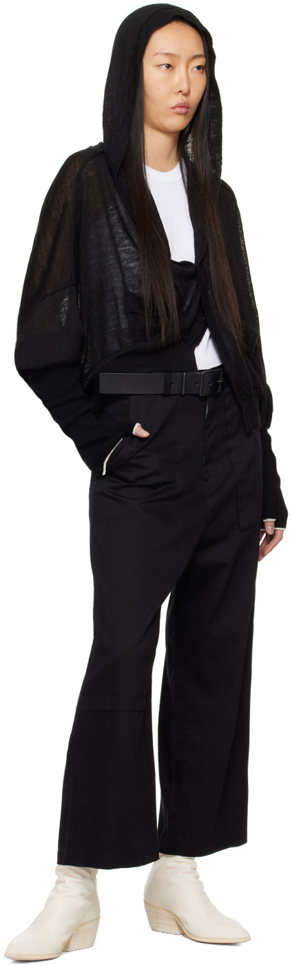 Y's Black Hooded Cardigan