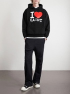 SAINT MXXXXXX - I Love Saint Logo-Print Cotton-Jersey Hoodie - Black
