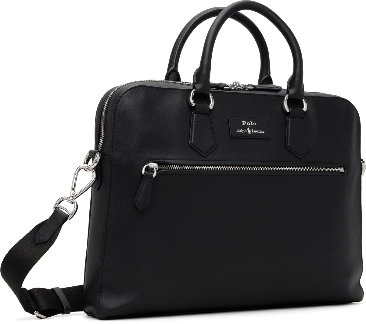 Polo Ralph Lauren Black Smooth Leather Commuter Briefcase