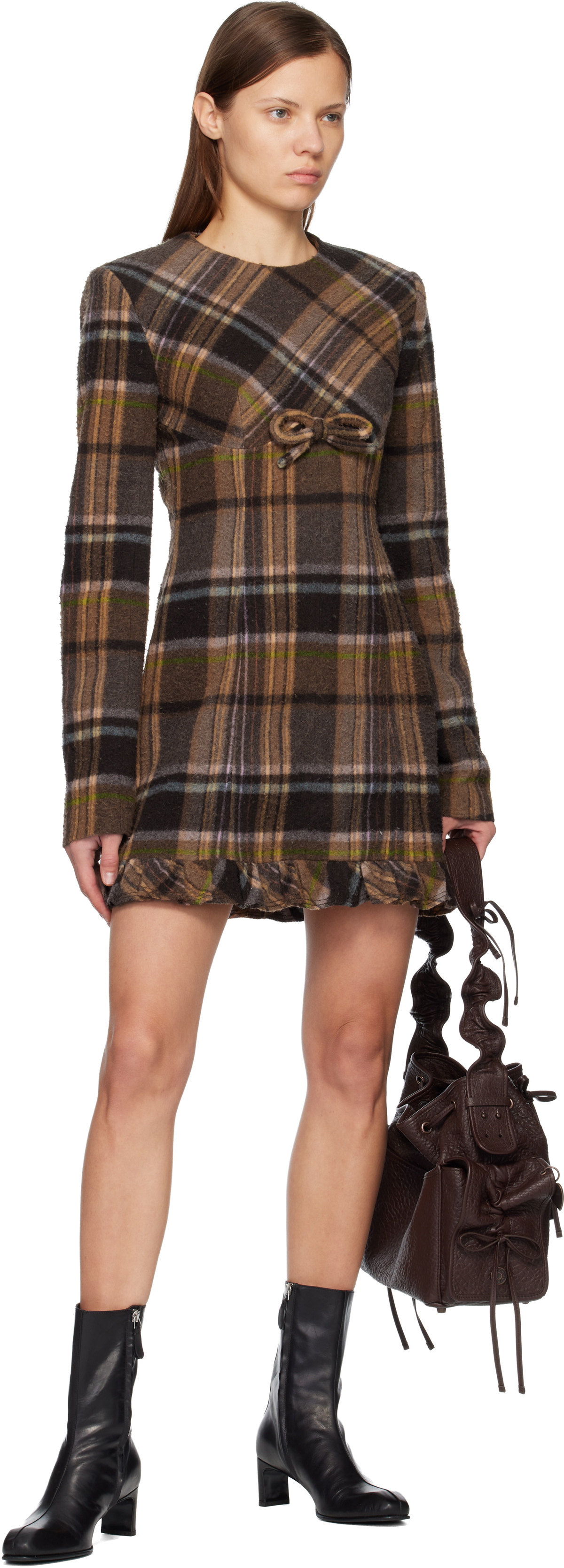 Acne Studios Brown Wool Minidress