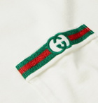 Gucci - Contrast-Tipped Logo-Embroidered Cotton Polo Shirt - Neutrals