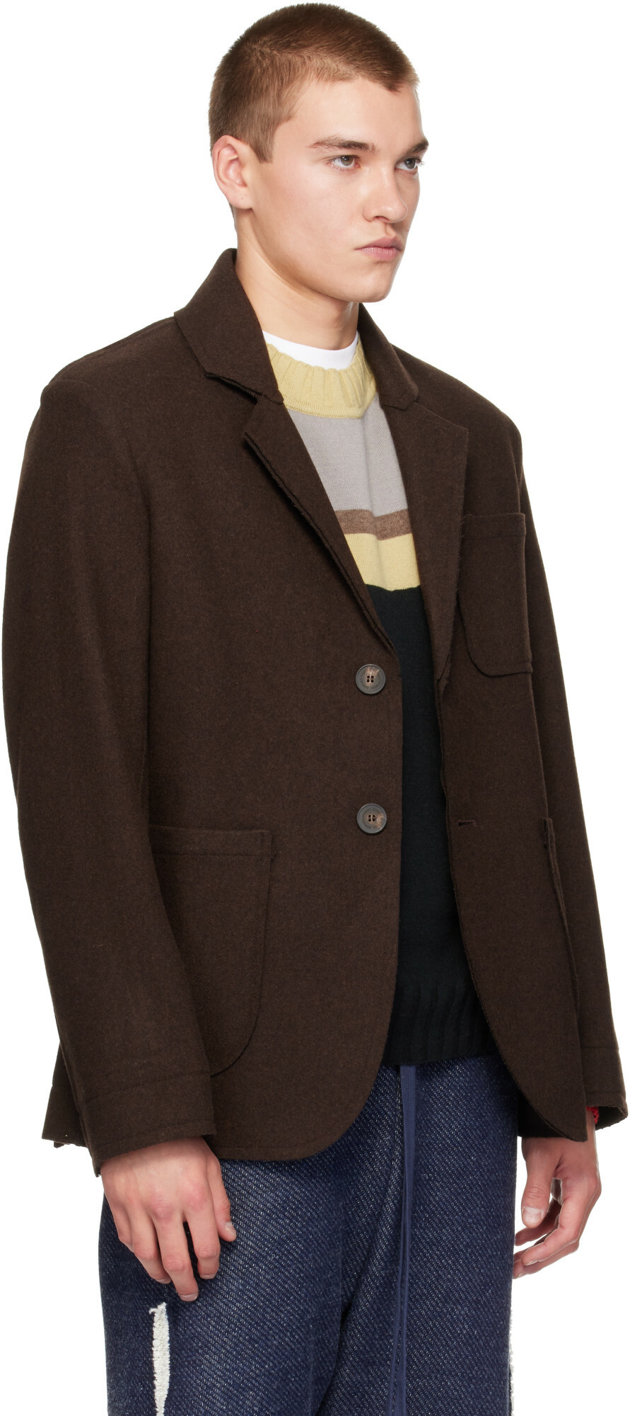 Edward Cuming Brown Raw Soft Blazer