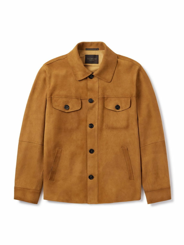 Photo: Incotex - Montedoro Suede Overshirt - Brown