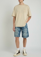 Amiri Palm Printed Denim Shorts Indigo