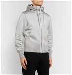TOM FORD - Leather-Trimmed Jersey Zip-Up Hoodie - Silver