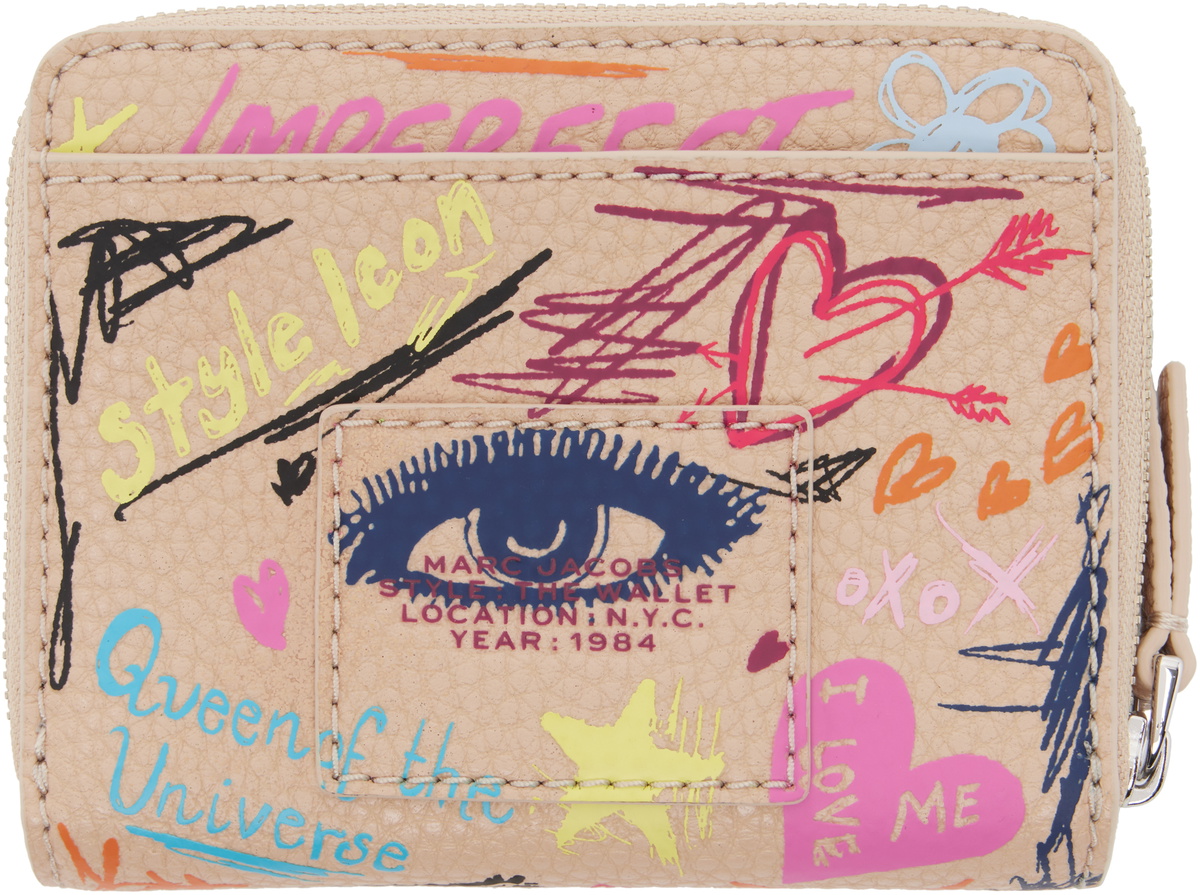 Marc Jacobs Beige 'The Punk Scribble Mini Compact' Wallet