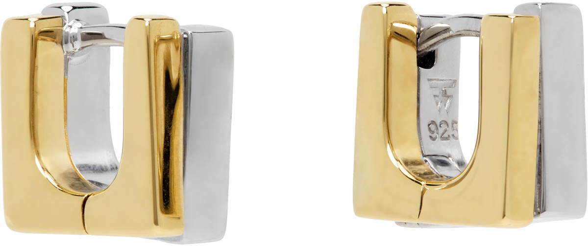 Tom Wood Silver & Gold Step Huggies Duo Earrings Tom Wood