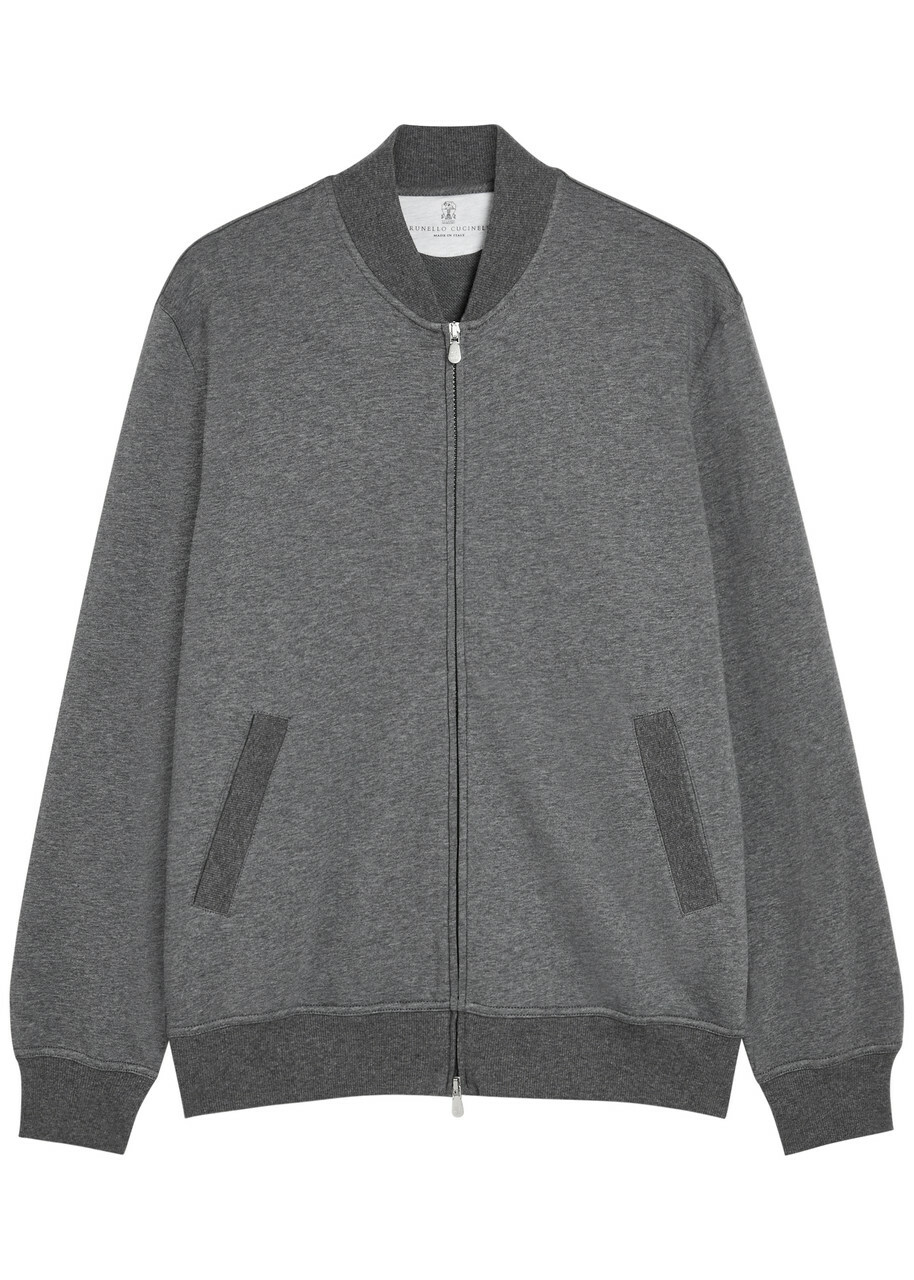 Brunello Cucinelli Zip-through Cotton-blend Sweatshirt Grey