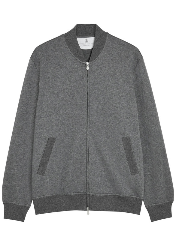 Photo: Brunello Cucinelli Zip-through Cotton-blend Sweatshirt Grey